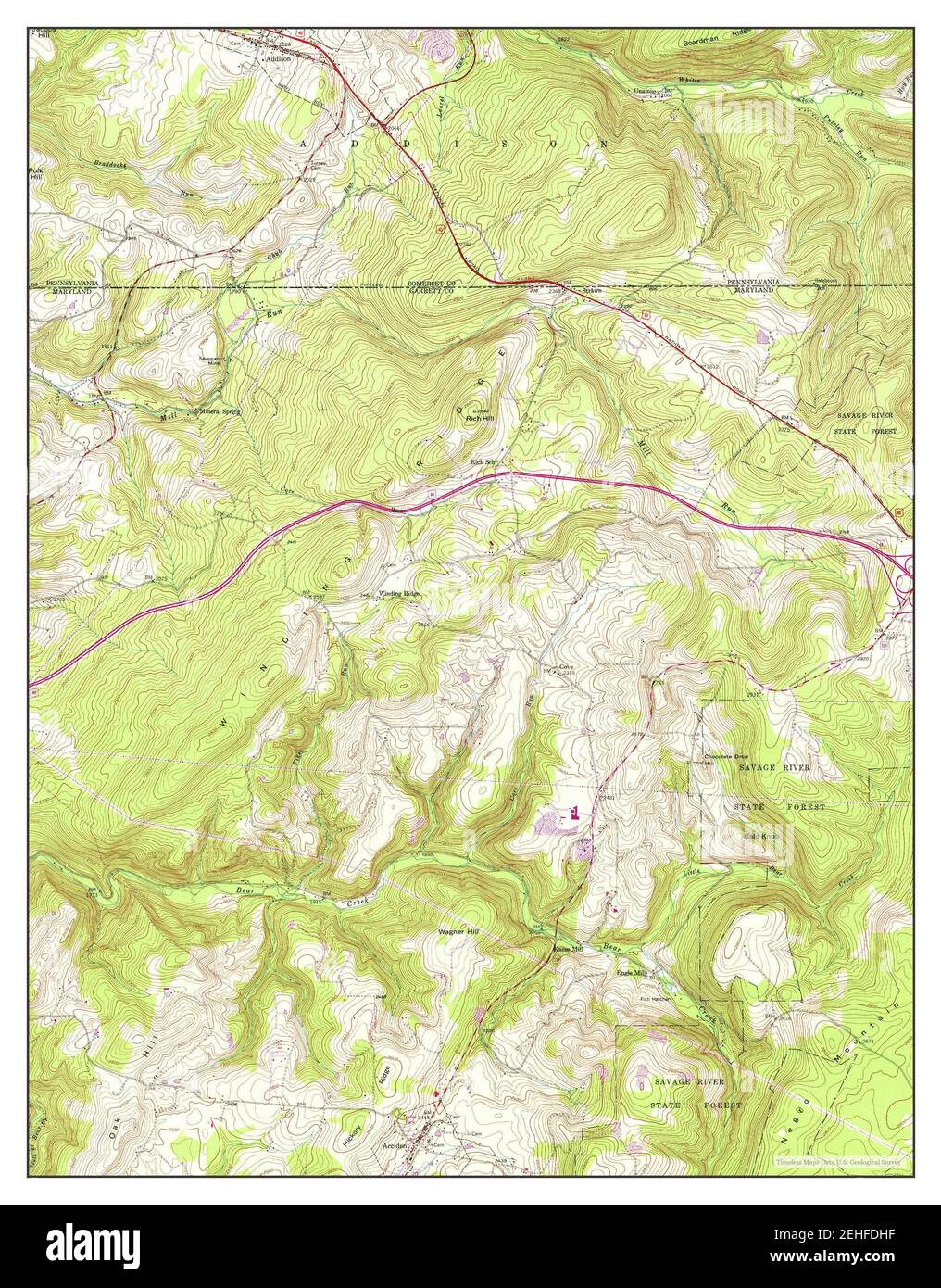 Accident, Maryland, map 1947, 124000, United States of America by
