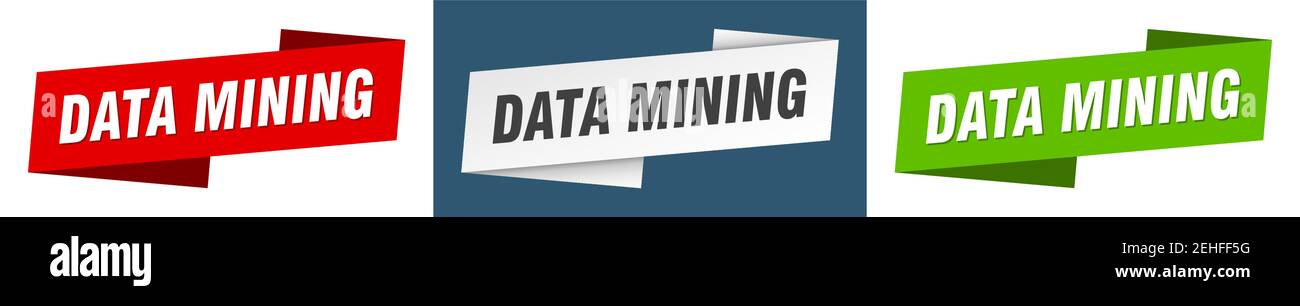 data mining ribbon label sign set. data mining banner Stock Vector