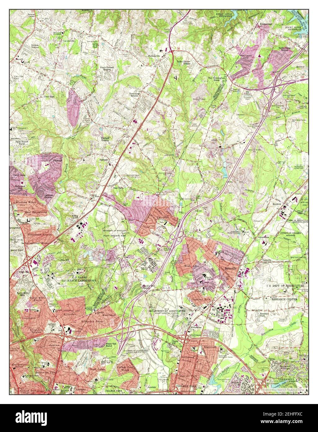 Beltsville, Maryland, map 1964, 124000, United States of America by Timeless Maps, data U.S