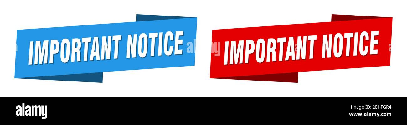 important notice ribbon label sign set. important notice banner Stock ...
