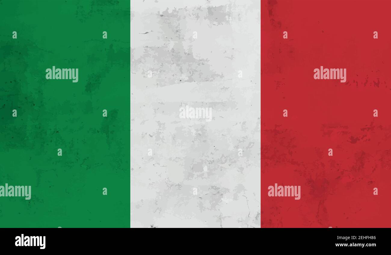 Italy flag with waving grunge texture. Vector background. Stock Vector