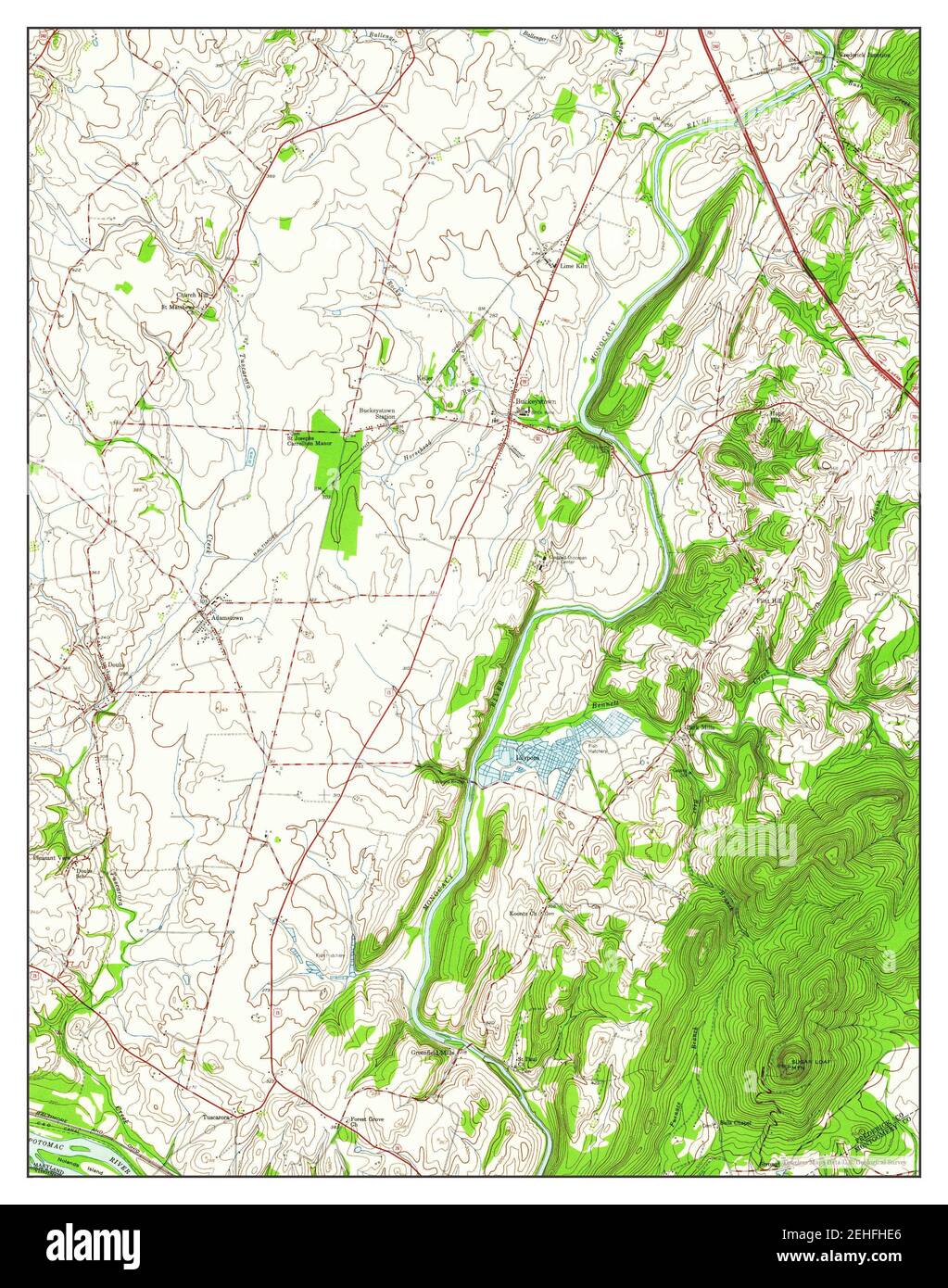 Buckeystown, Maryland, map 1952, 124000, United States of America by