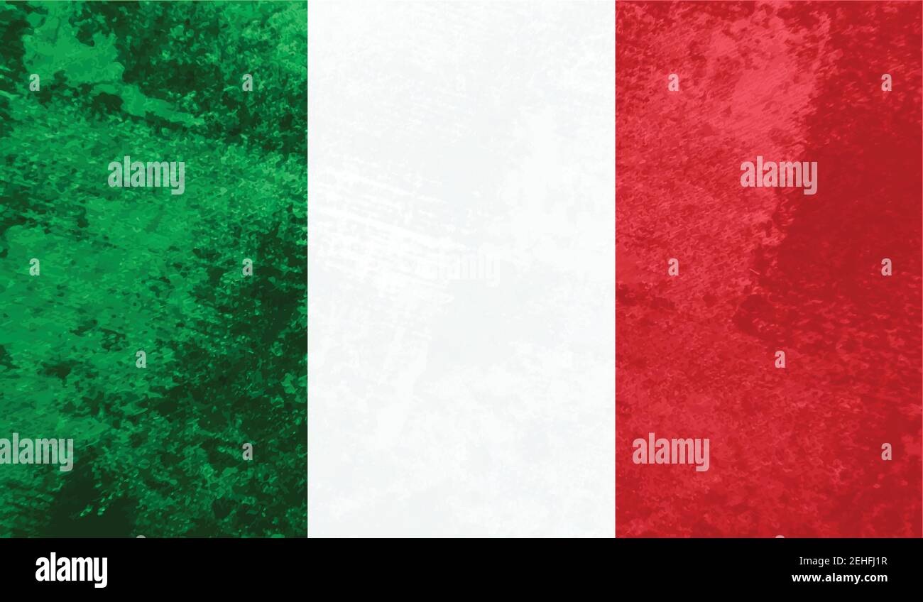 Italy flag with waving grunge texture. Vector background. Stock Vector