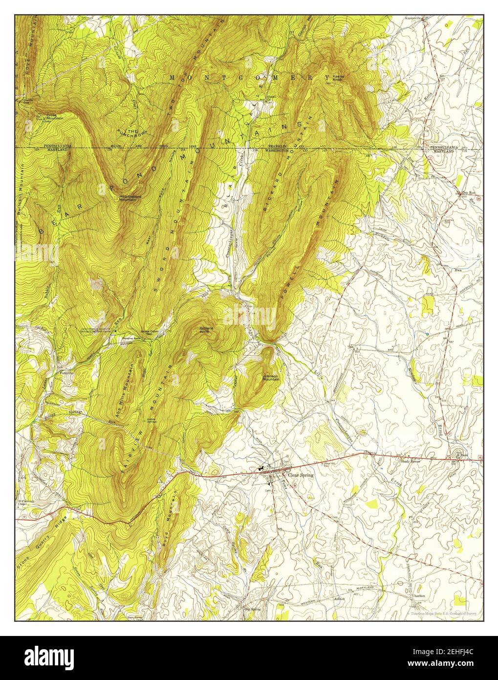 Clear Spring, Maryland, map 1955, 124000, United States of America by Timeless Maps, data U.S