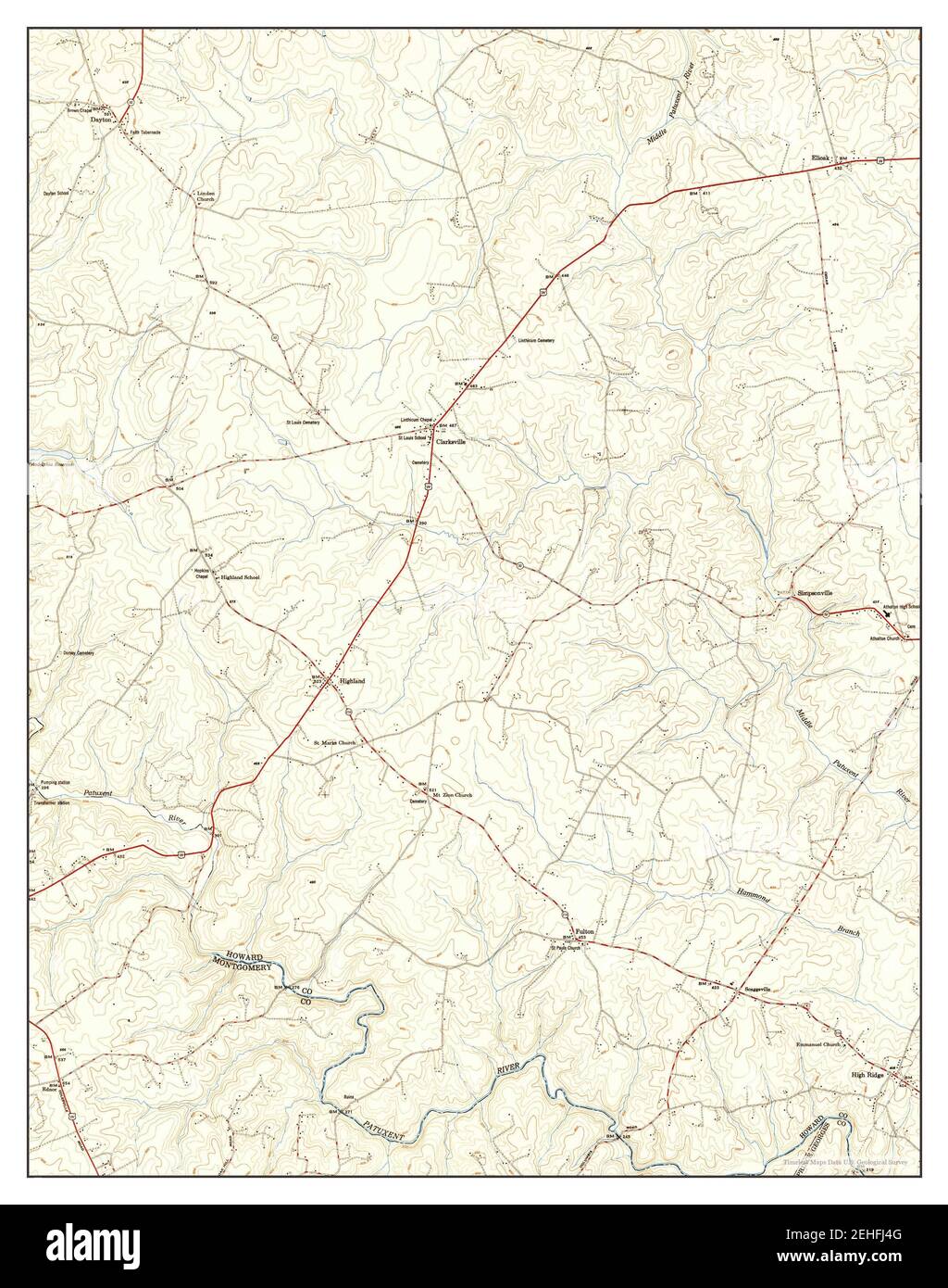 Clarksville, Maryland, map 1951, 124000, United States of America by