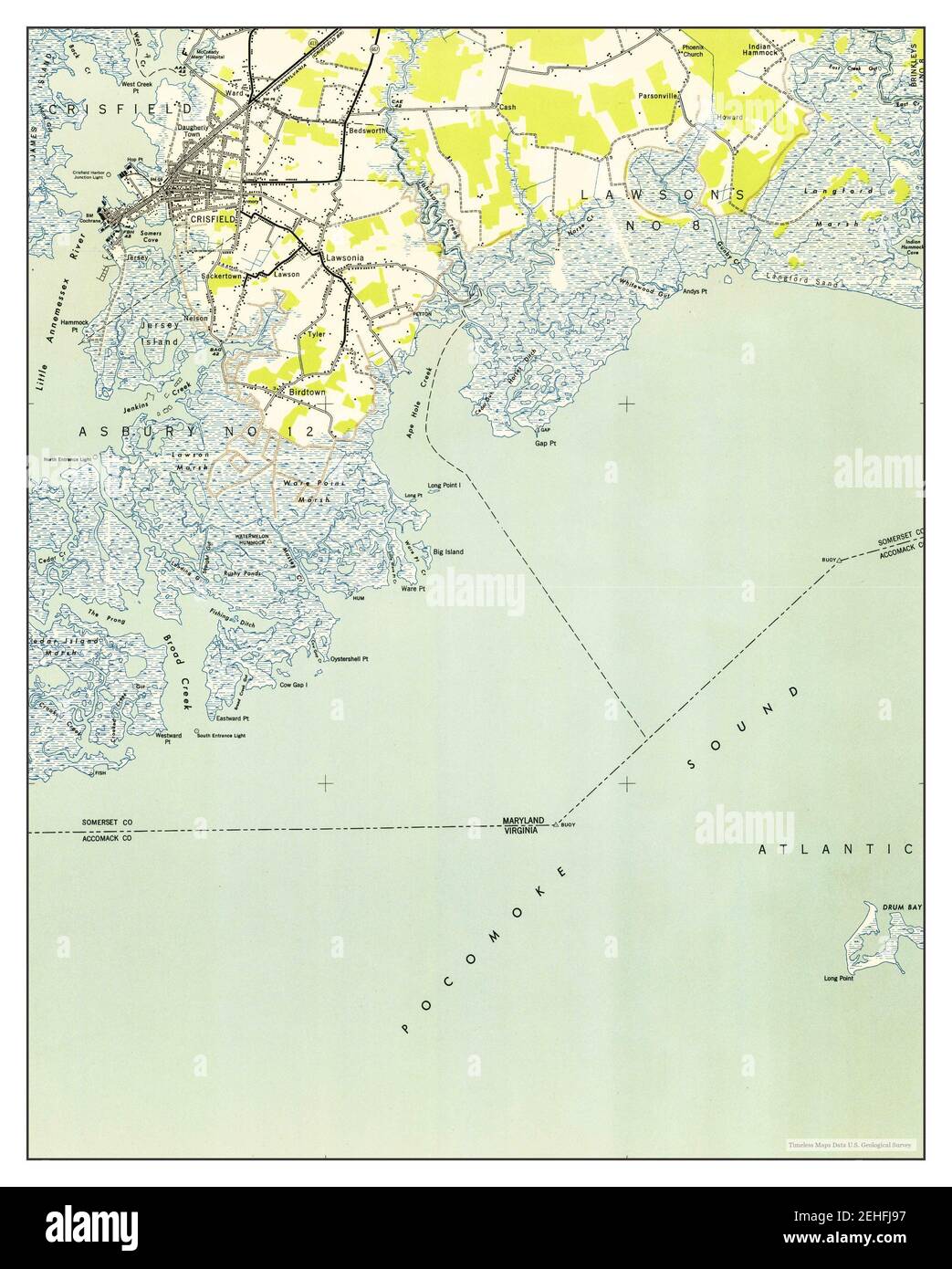 Crisfield, Maryland, map 1953, 124000, United States of America by