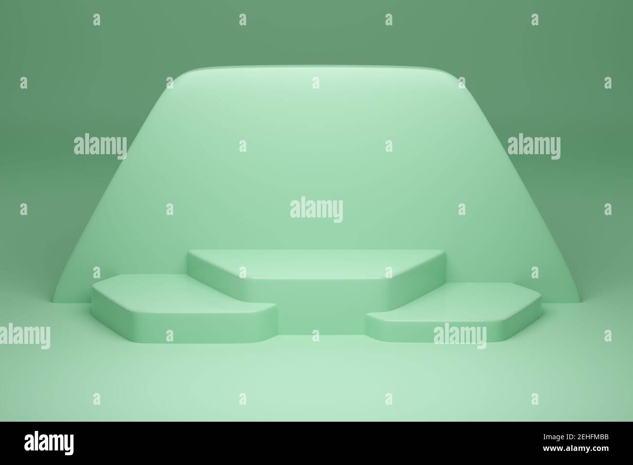Podium on green background. Abstract geometric design. 3d illustration ...