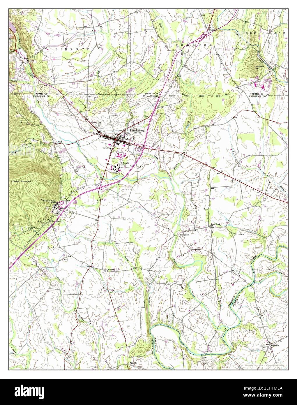 Emmitsburg, Maryland, map 1953, 124000, United States of America by
