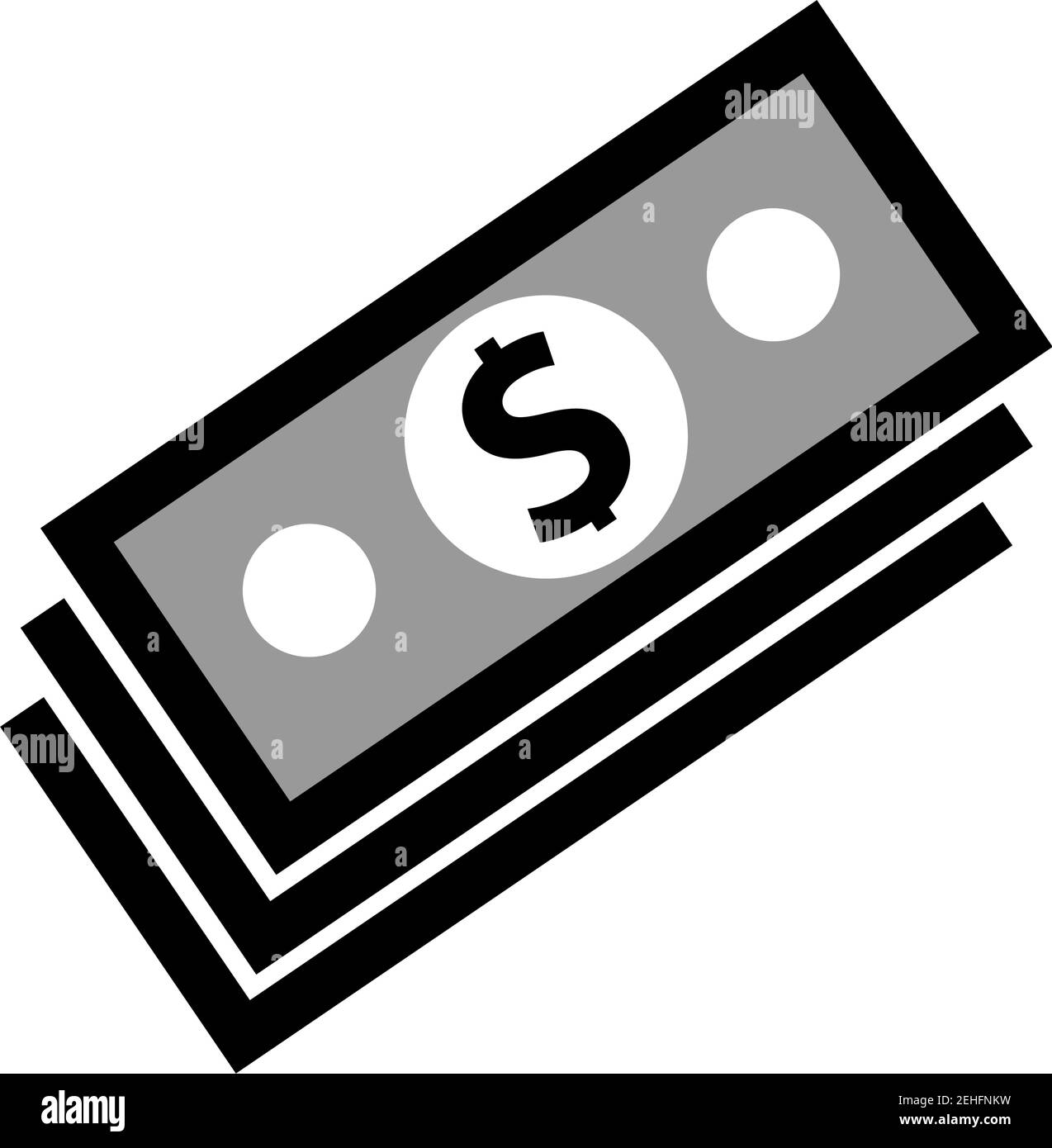 Icon with dollar paper bills. Financial investments and banking. Vector