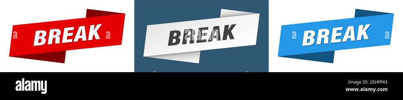break ribbon label sign set. break banner Stock Vector Image & Art - Alamy