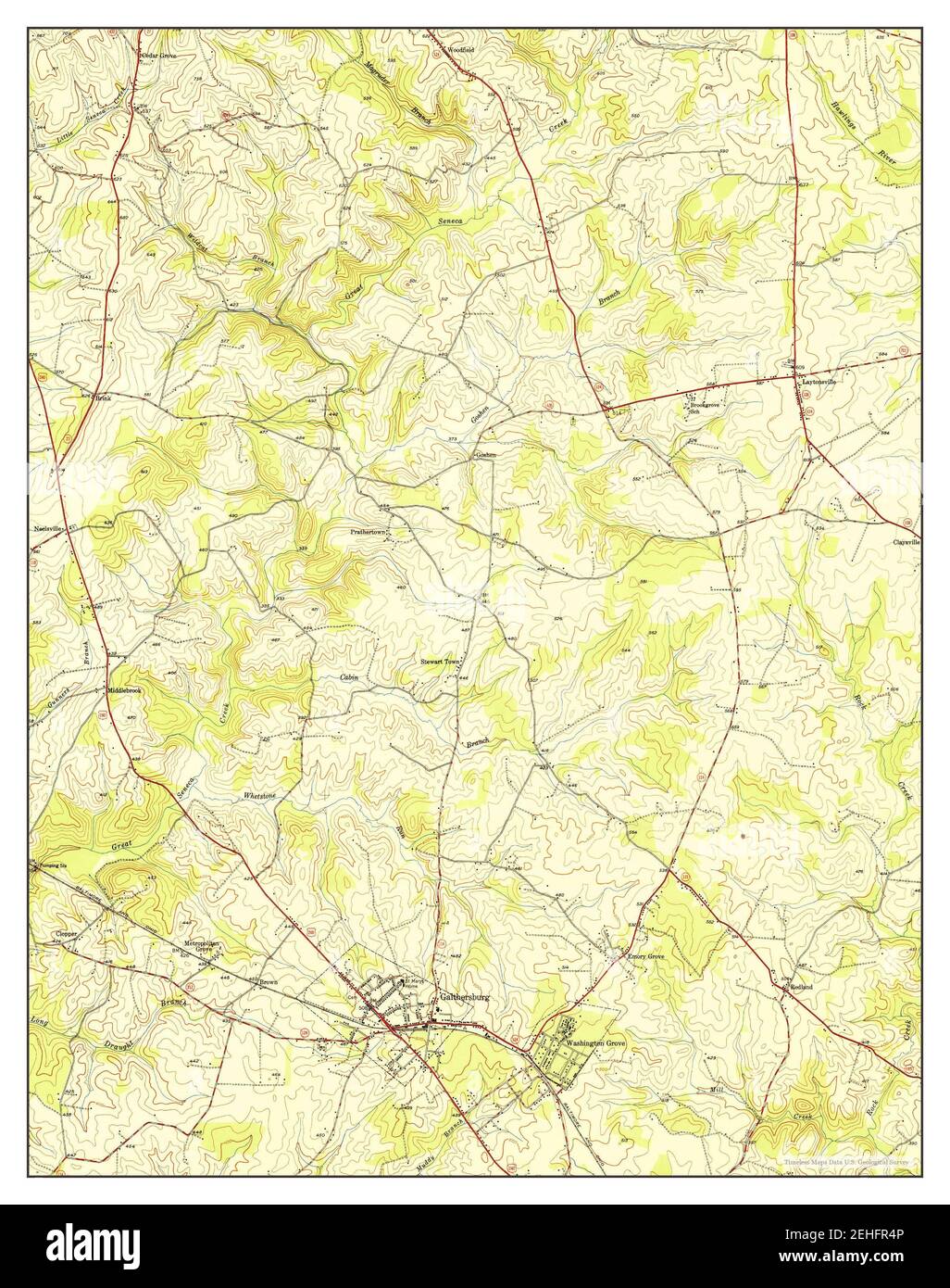 Gaithersburg, Maryland, map 1950, 124000, United States of America by Timeless Maps, data U.S