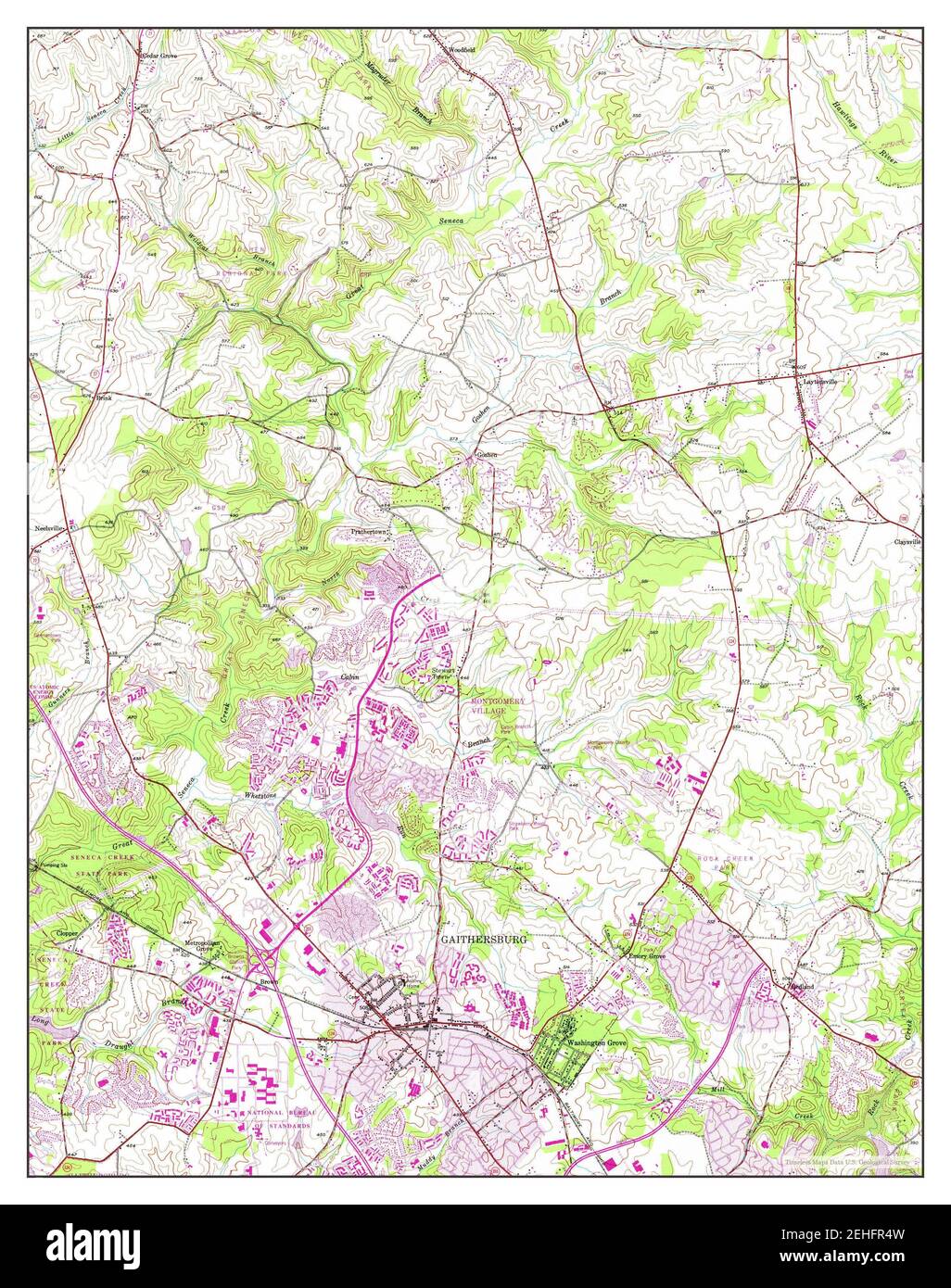 Gaithersburg, Maryland, map 1945, 124000, United States of America by Timeless Maps, data U.S