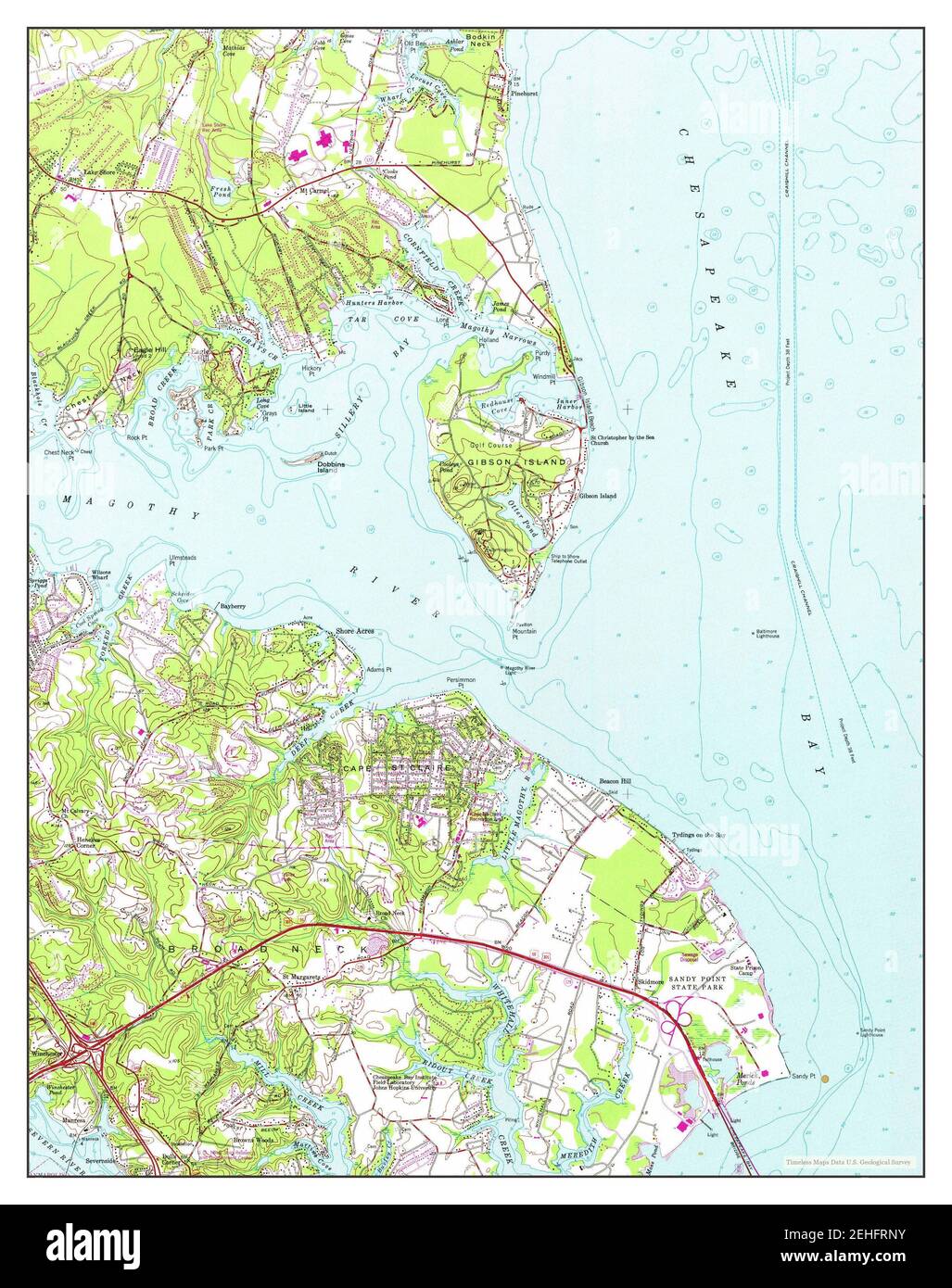 Gibson Island, Maryland, map 1954, 124000, United States of America by