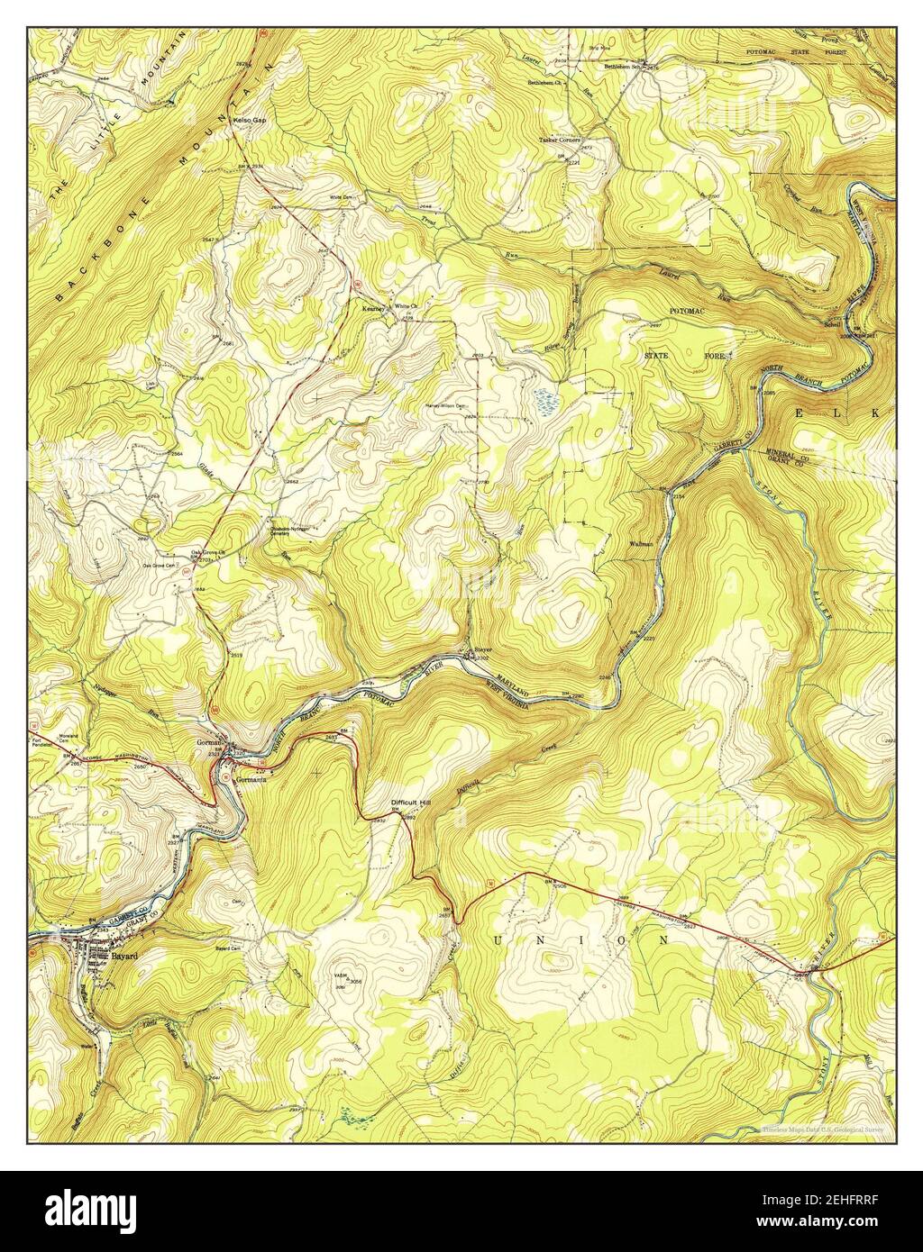 Gorman, Maryland, map 1950, 124000, United States of America by