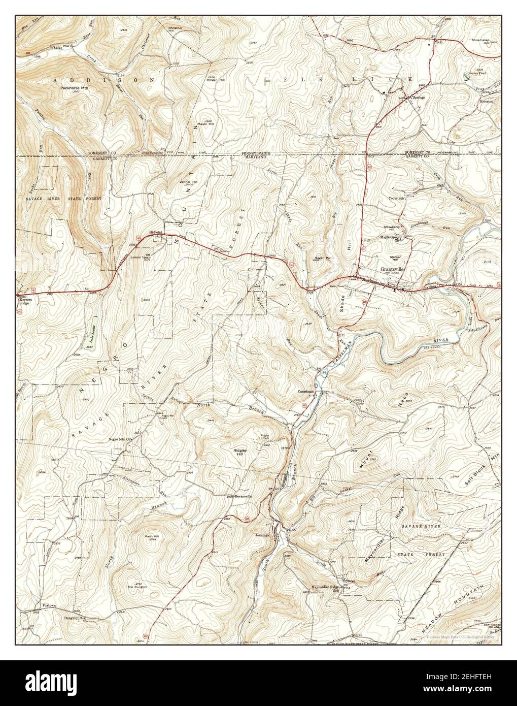 Grantsville, Maryland, map 1949, 124000, United States of America by Timeless Maps, data U.S