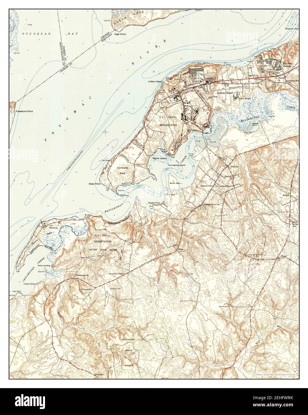 Indian Head, Maryland, map 1951, 124000, United States of America by