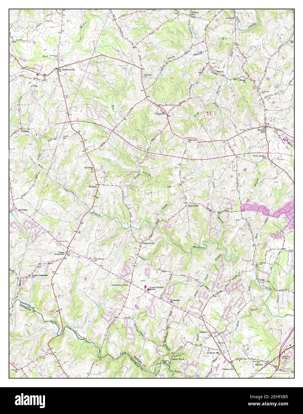 Jarrettsville, Maryland, map 1956, 124000, United States of America by