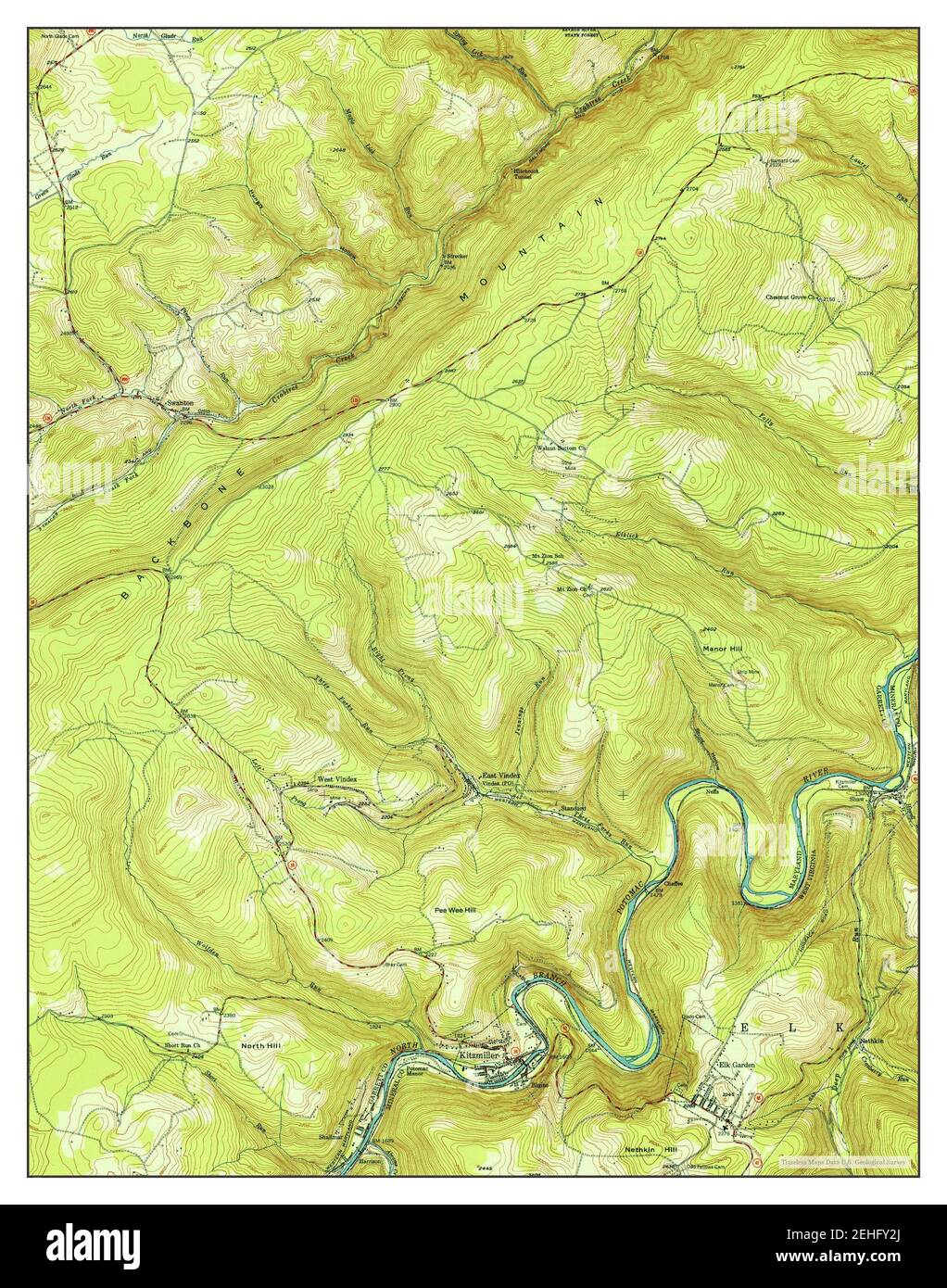 Kitzmiller, Maryland, map 1950, 124000, United States of America by