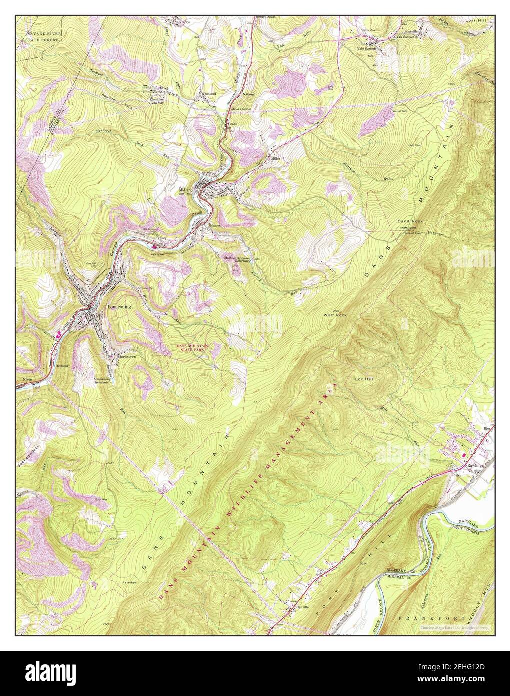 Lonaconing, Maryland, map 1950, 124000, United States of America by