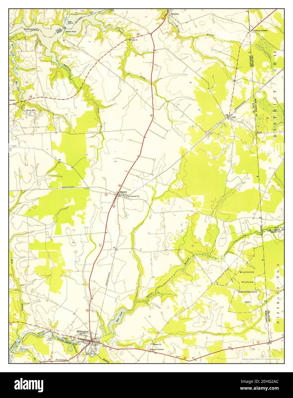 Millington, Maryland, map 1953, 124000, United States of America by
