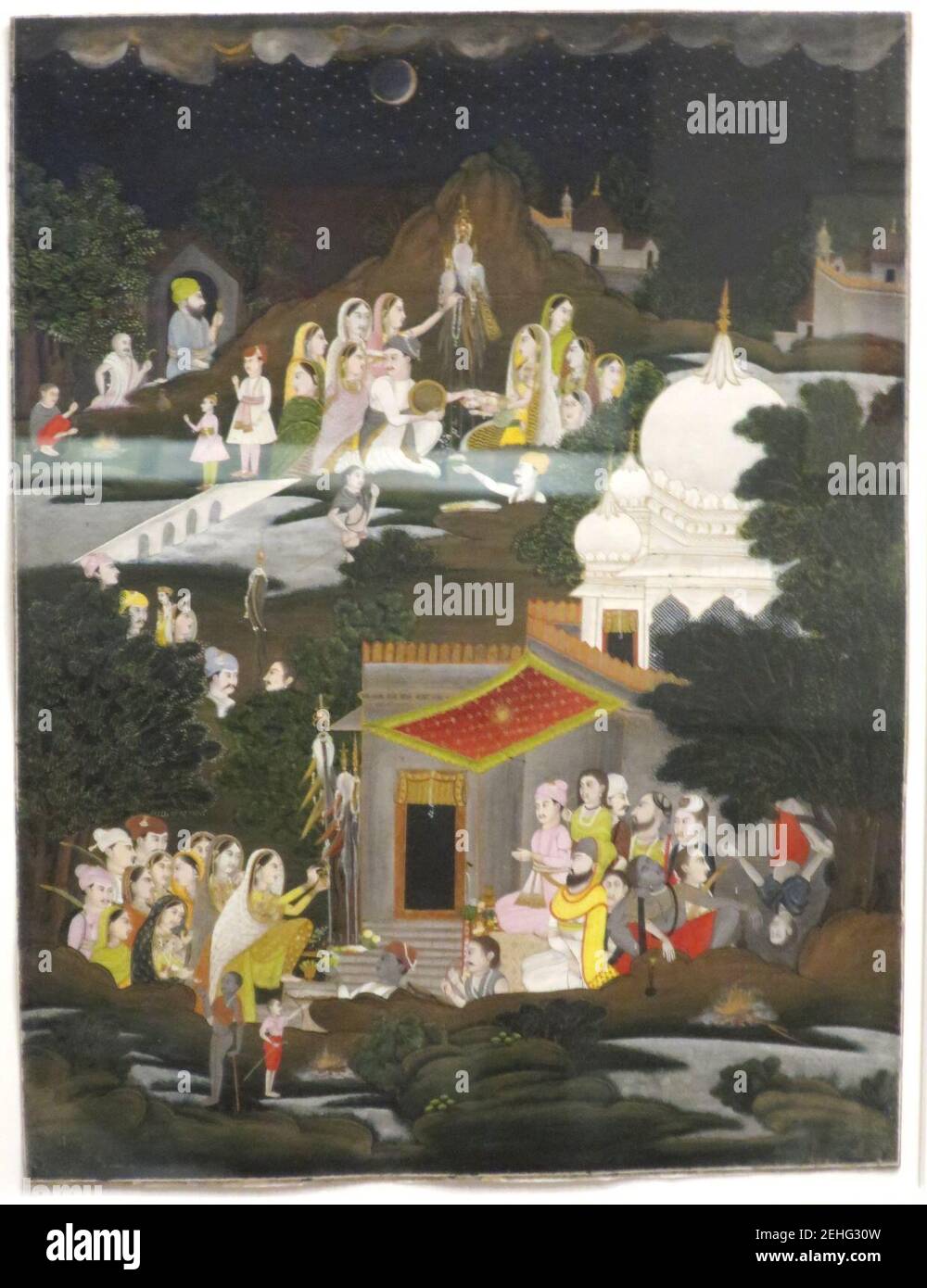 Palaces and Figures in a Night Landscape, Mughal Stock Photo - Alamy