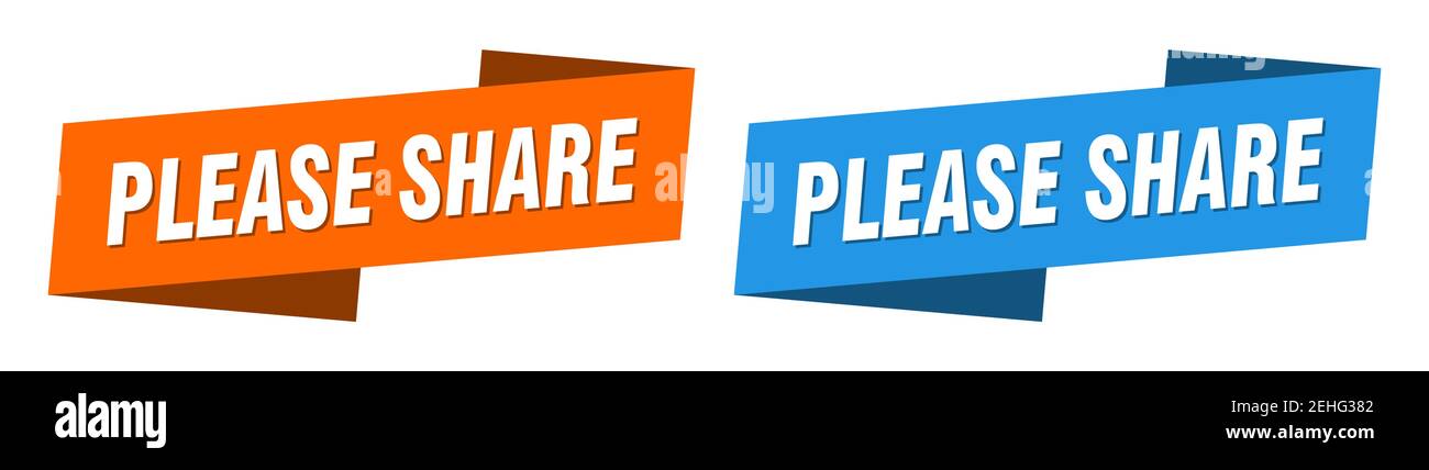 please share ribbon label sign set. please share banner Stock Vector ...