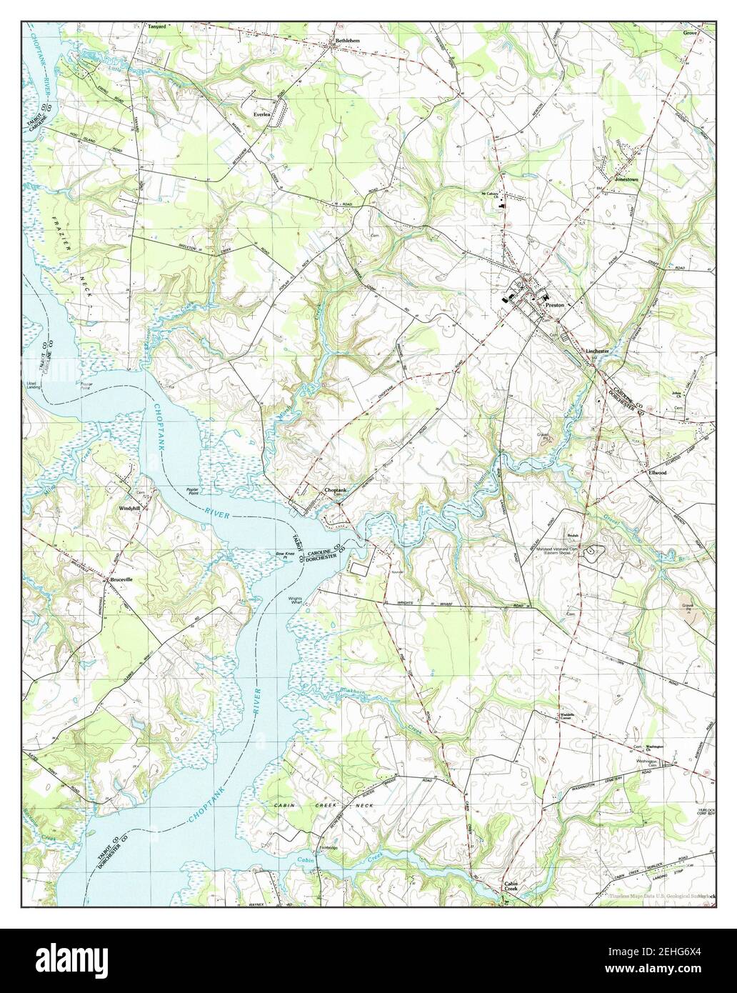 Preston, Maryland, map 1988, 124000, United States of America by