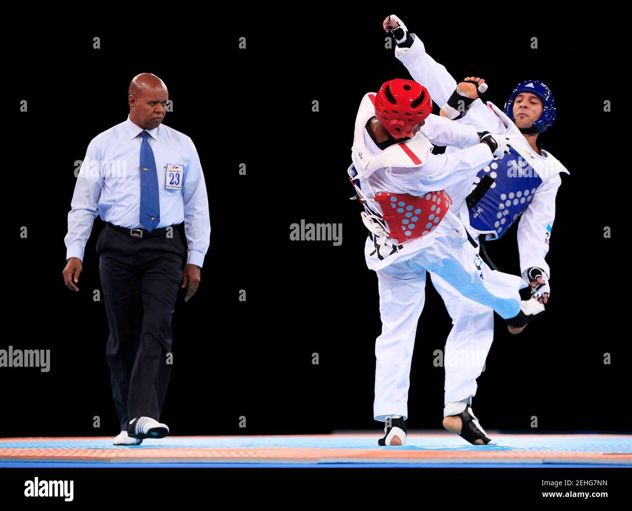Taekwondo London 2012 Test Event - ExCeL Centre, London - 4/12/11 France's  Toran Maizeroi (L) in action with Sweden's Josef Al Zubeidy Mandatory  Credit: Action Images / Andrew Boyers Livepic Stock Photo - Alamy