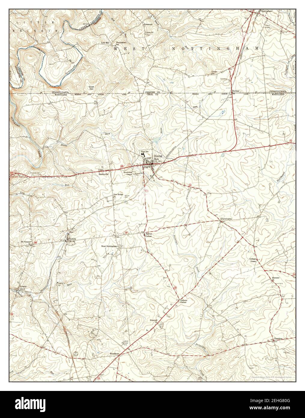 Rising Sun, Maryland, map 1953, 124000, United States of America by