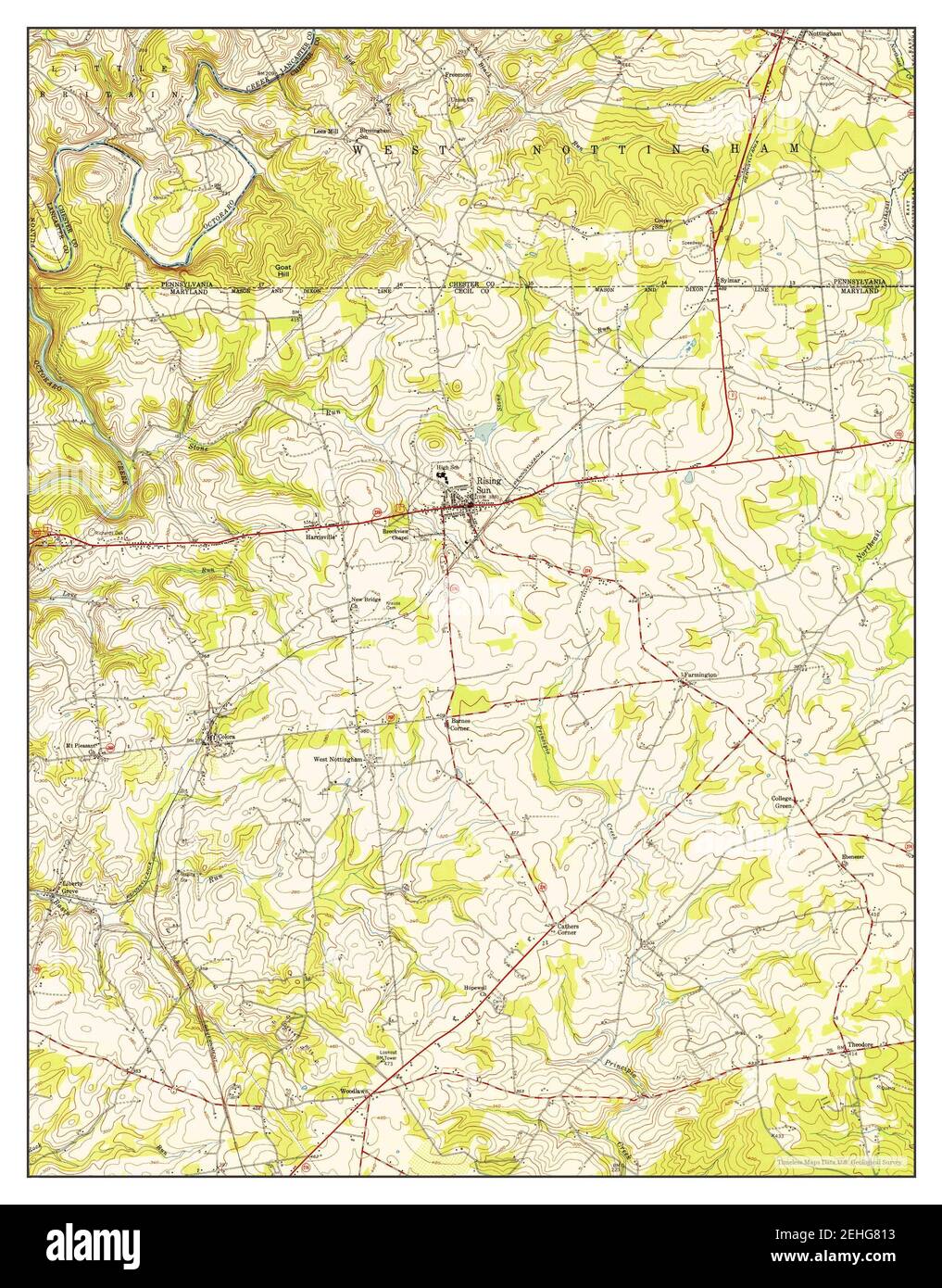 Rising Sun, Maryland, map 1953, 124000, United States of America by