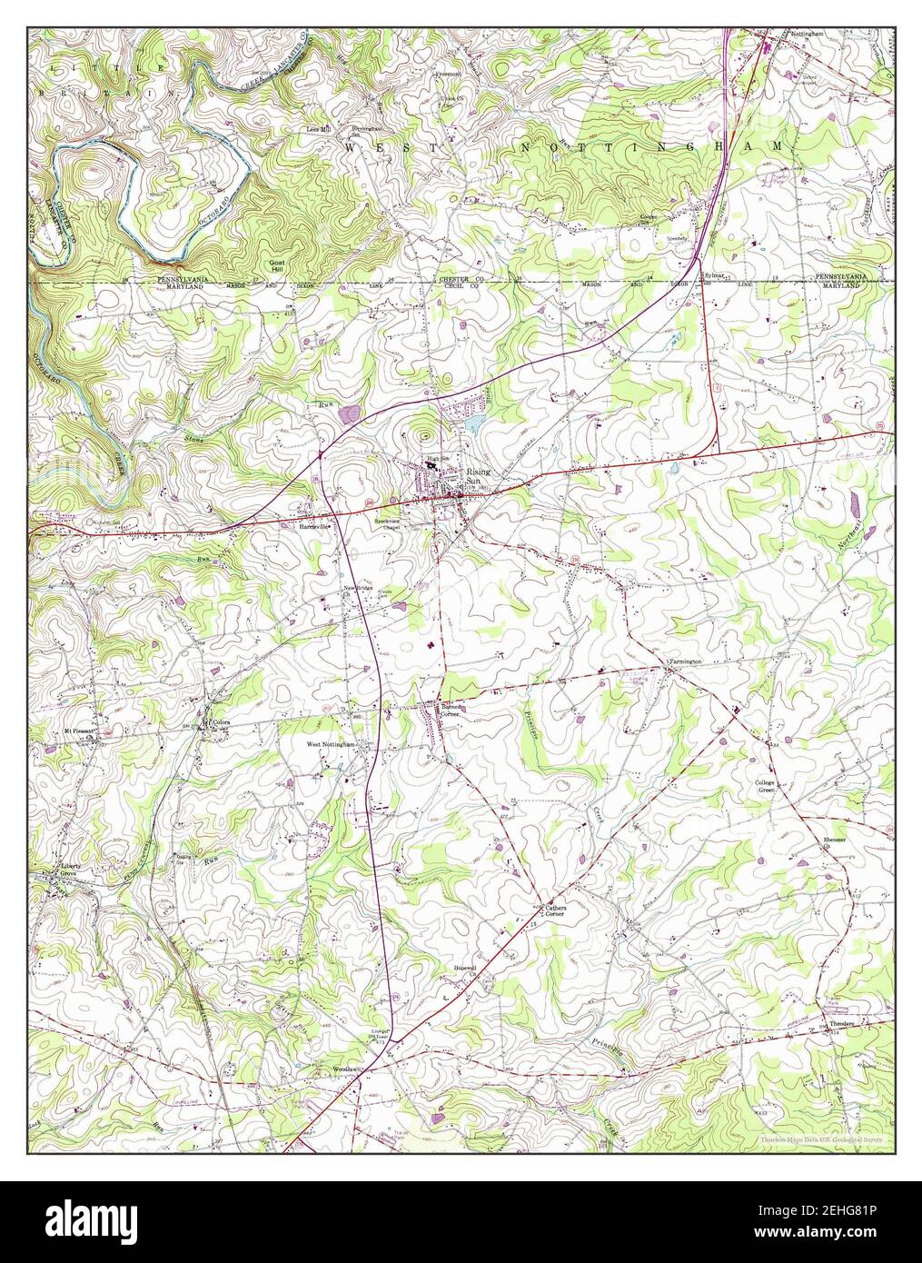 Rising Sun, Maryland, map 1953, 124000, United States of America by