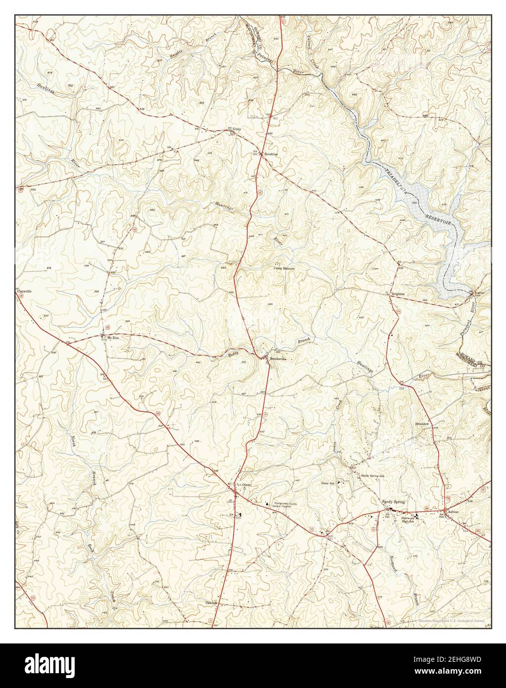Sandy Spring, Maryland, map 1950, 1:24000, United States of America by Timeless Maps, data U.S. Geological Survey Stock Photo
