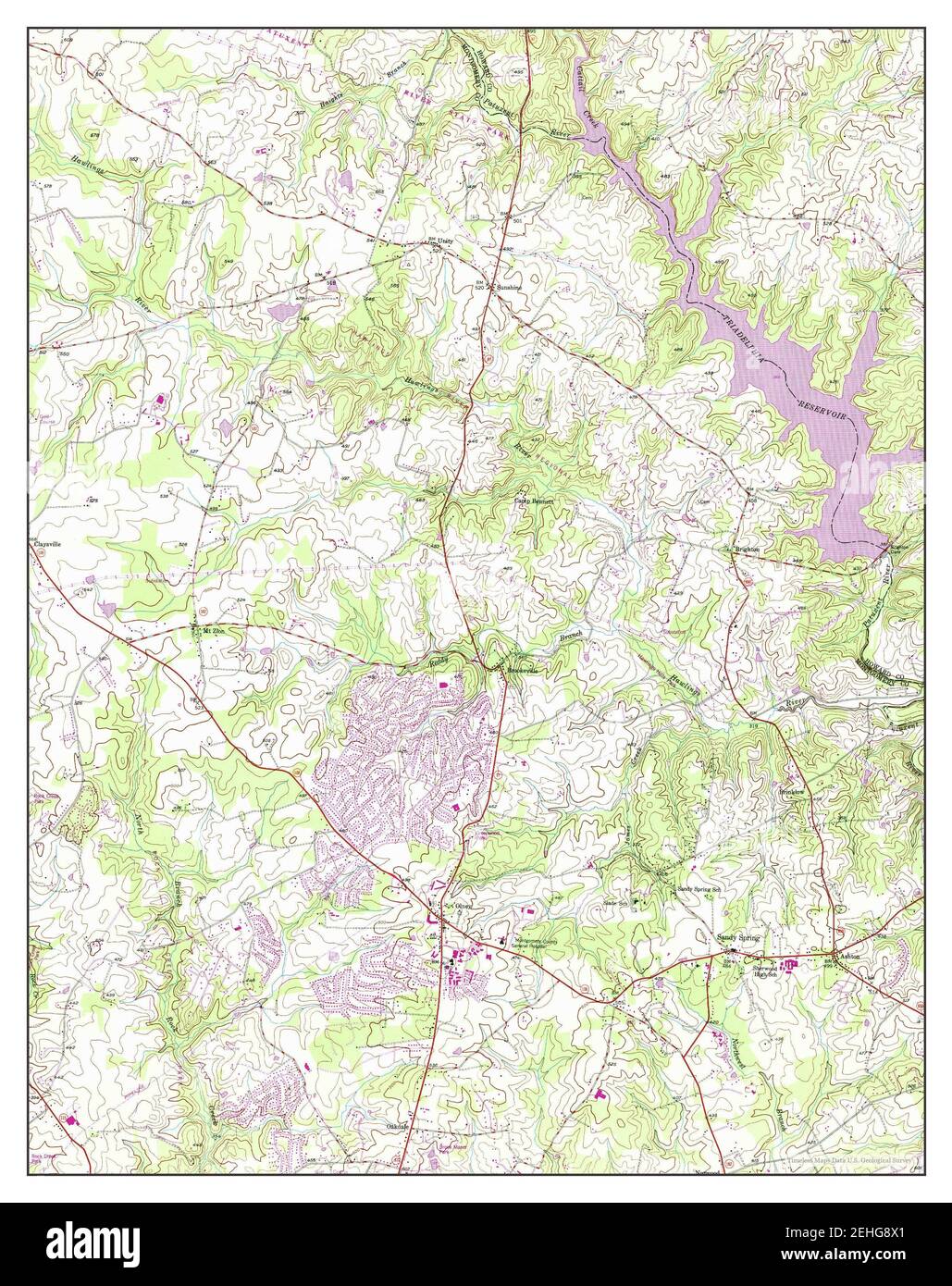 Sandy Spring, Maryland, map 1945, 1:24000, United States of America by Timeless Maps, data U.S. Geological Survey Stock Photo