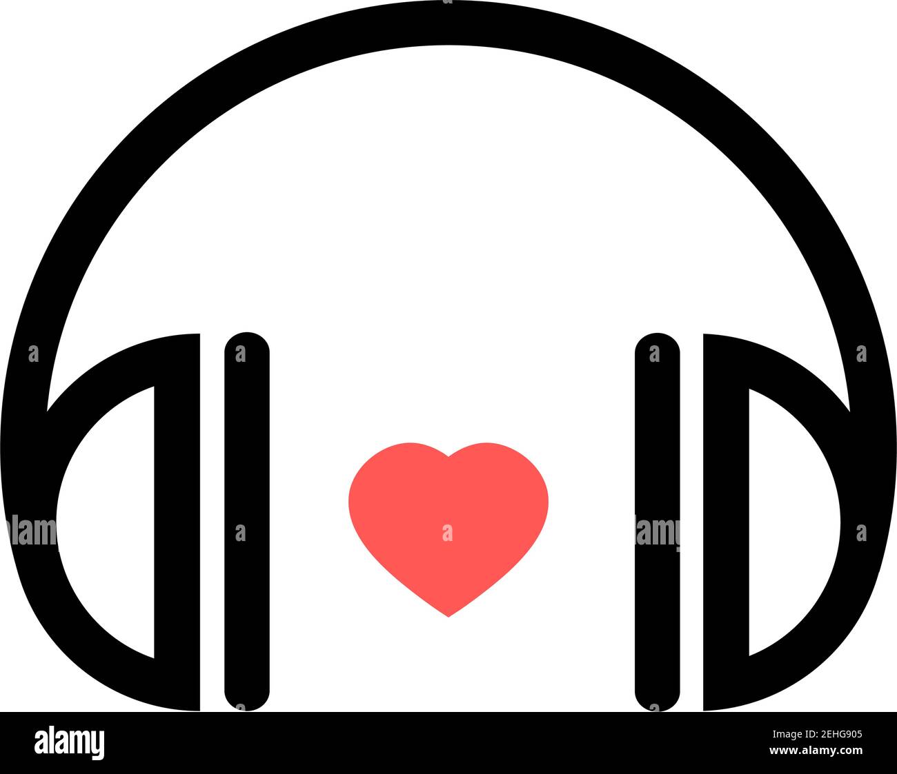 Icon with headphones in a flat style. A symbol of love for music. Vector isolated illustration on white background Stock Vector