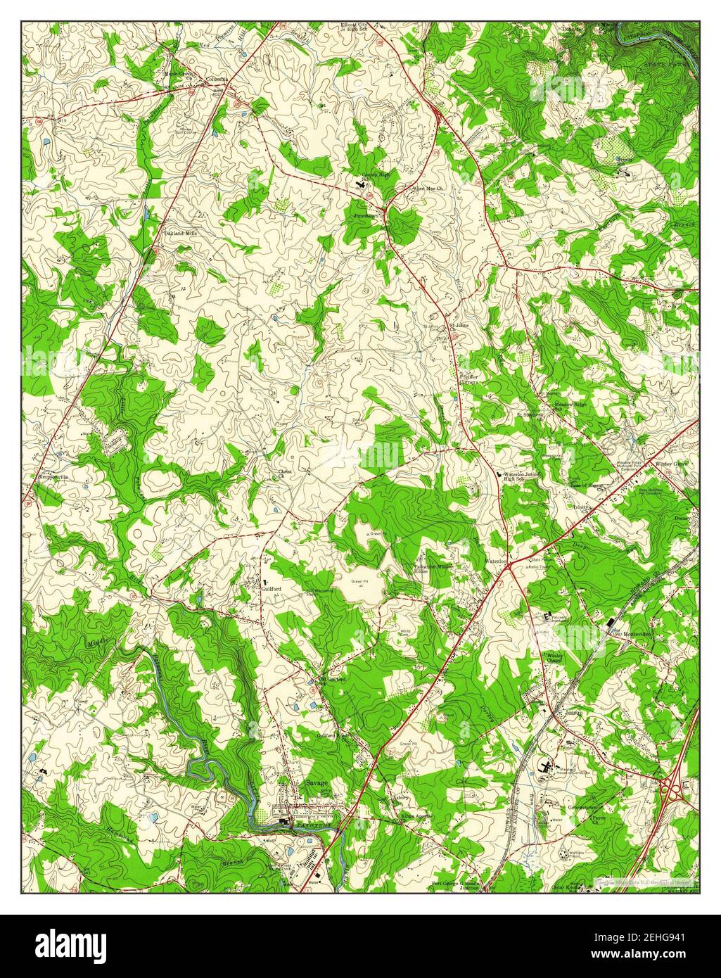 Savage, Maryland, map 1957, 124000, United States of America by