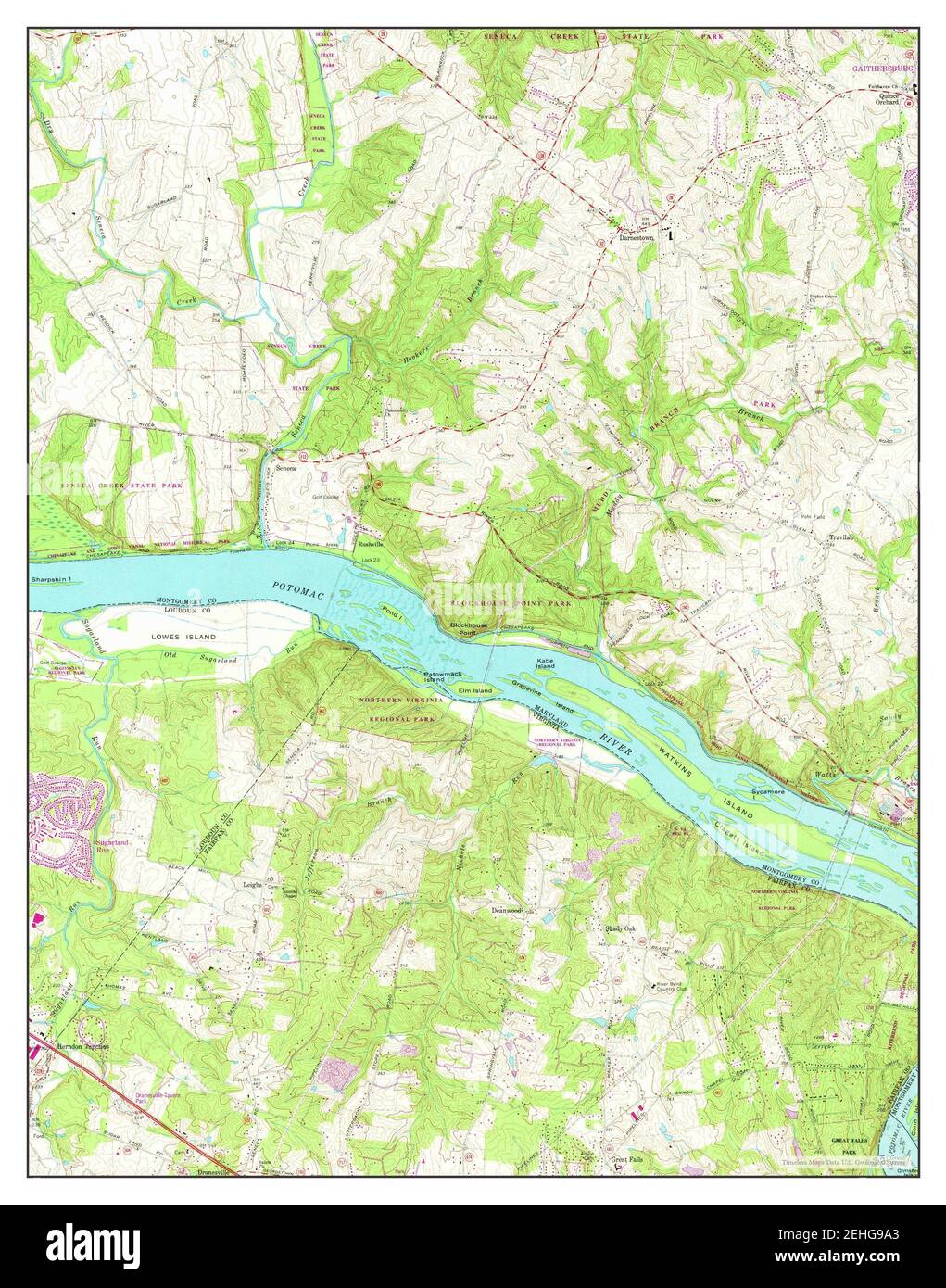 Seneca, Maryland, map 1968, 124000, United States of America by