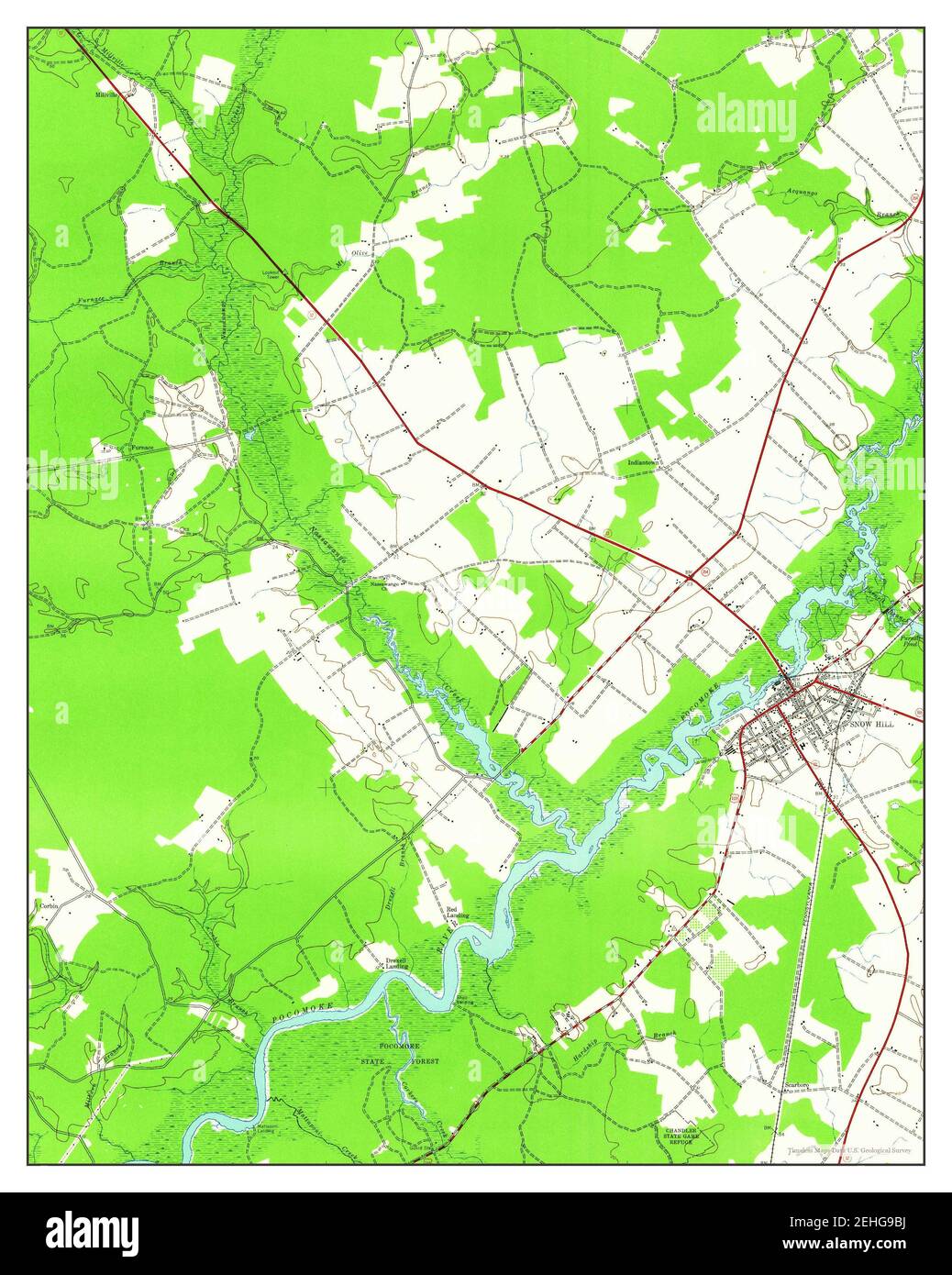 Snow Hill, Maryland, map 1942, 124000, United States of America by