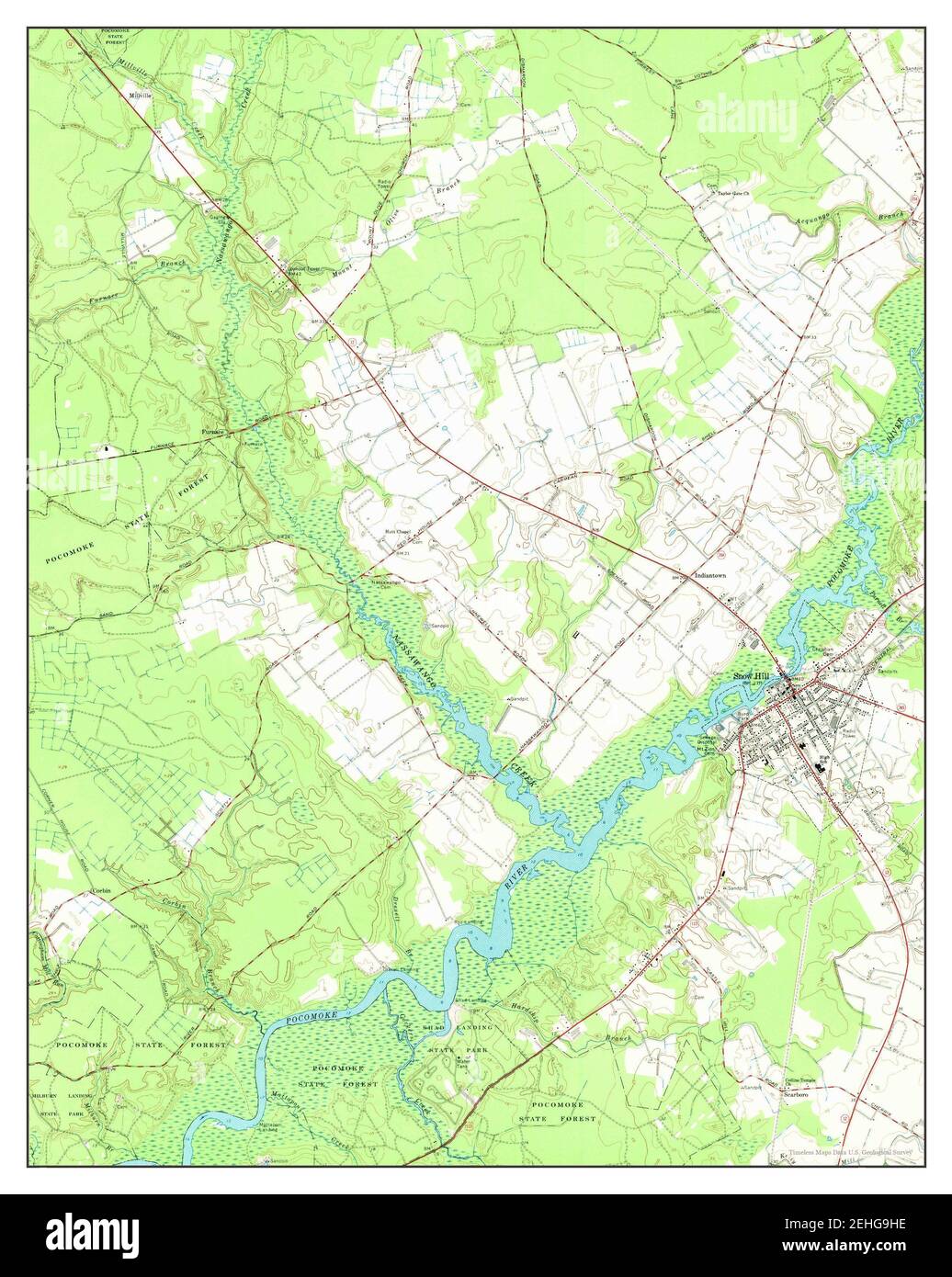 Snow Hill, Maryland, map 1966, 124000, United States of America by