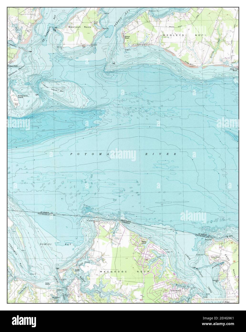 St Clements Island, Maryland, map 1968, 124000, United States of