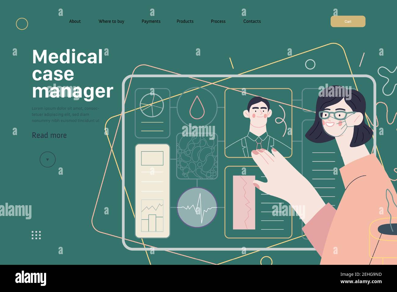 Medical insurance template medical case manager modern flat vector
