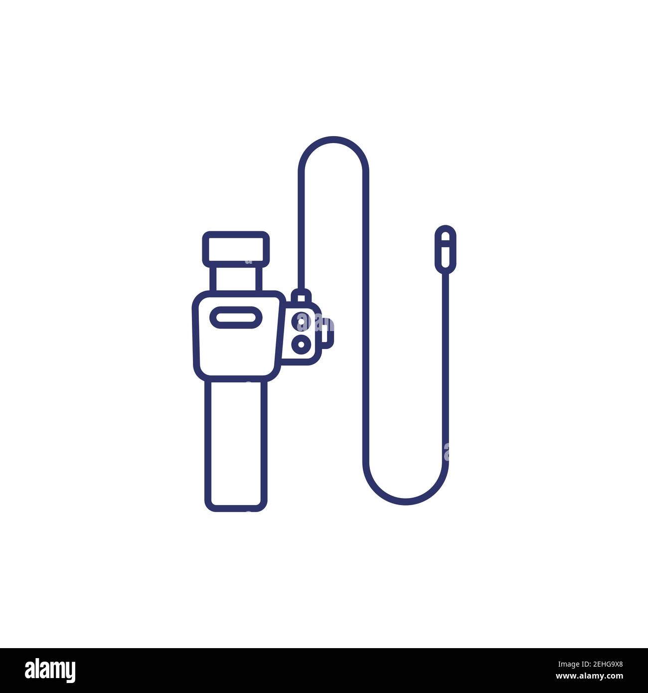 endoscope, colonoscopy tool line icon on white Stock Vector