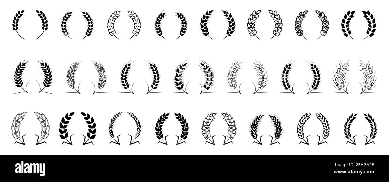 A set of wreaths laurel, oak, wheat and olive . Vector illustration on ...
