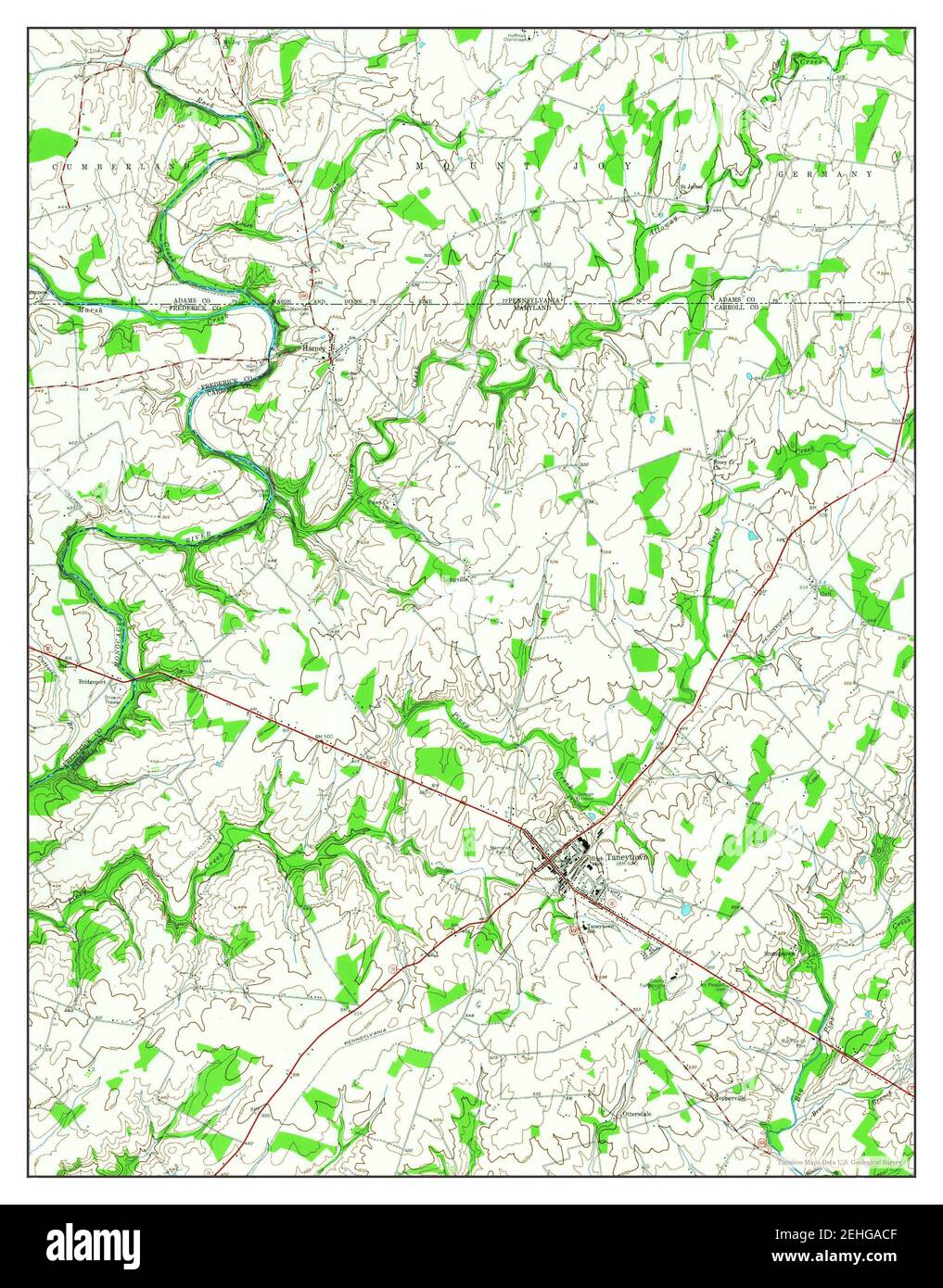 Taneytown, Maryland, map 1953, 124000, United States of America by