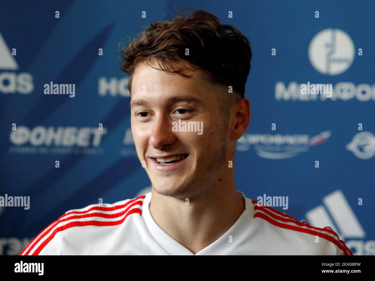 Soccer Football - World Cup - Russia Press Conference - Russia Training Camp, Moscow, Russia - June 17, 2018   Russia's Anton Miranchuk during the press conference   REUTERS/Sergei Karpukhin Stock Photo