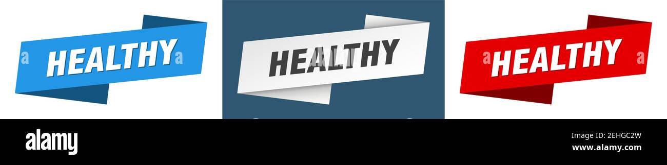 healthy ribbon label sign set. healthy banner Stock Vector Image & Art ...