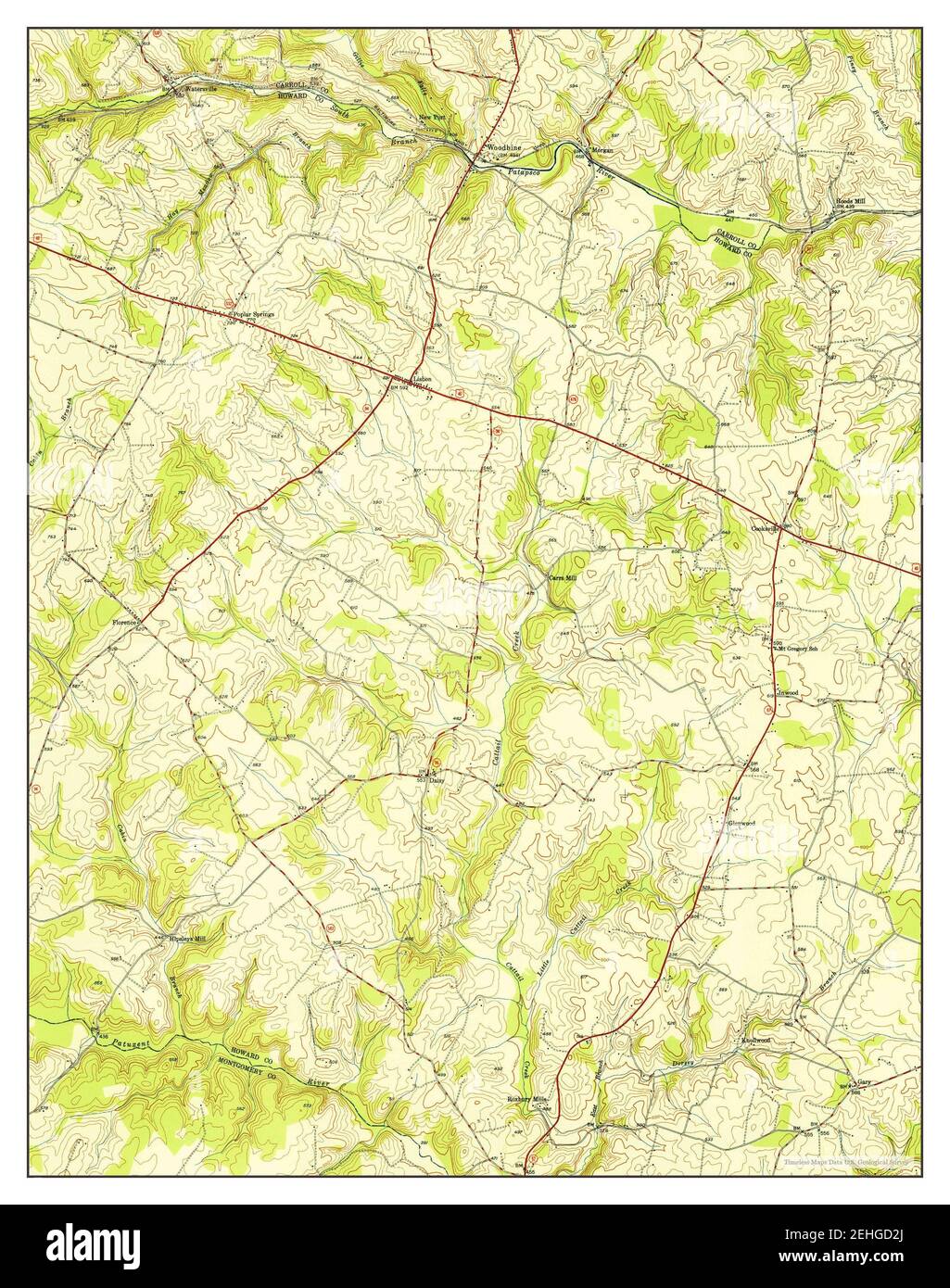 Woodbine, Maryland, map 1950, 124000, United States of America by