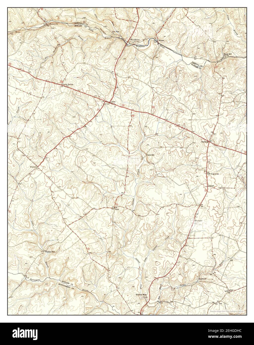 Woodbine, Maryland, map 1950, 124000, United States of America by
