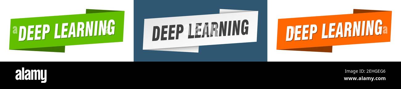 deep learning ribbon label sign set. deep learning banner Stock Vector