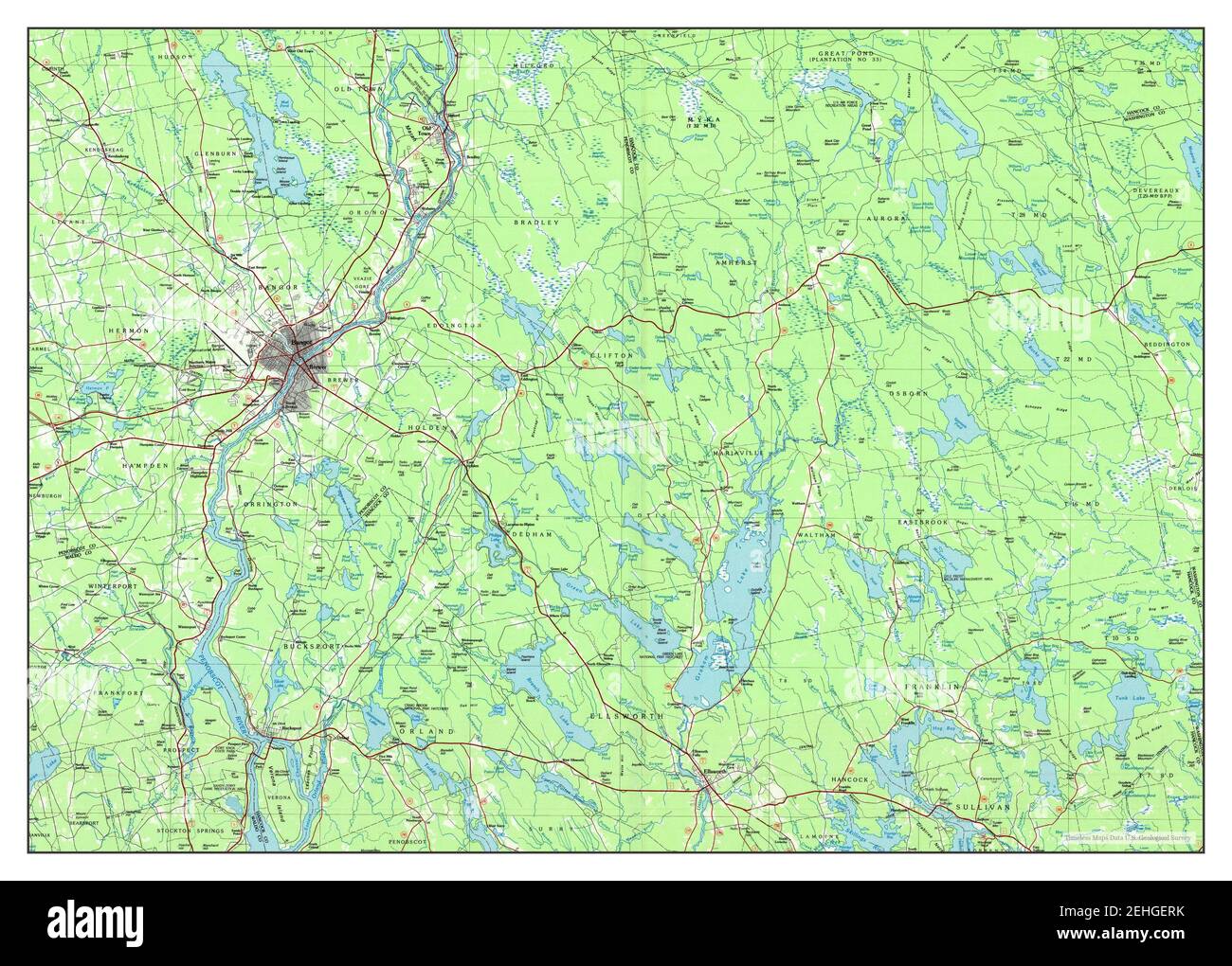 Bangor, Maine, map 1985, 1100000, United States of America by Timeless