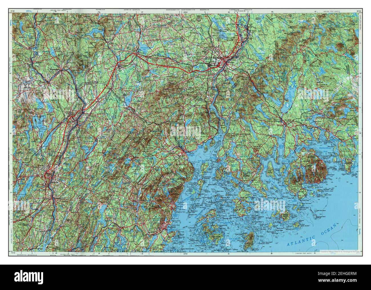 Bangor, Maine, map 1956, 1250000, United States of America by Timeless